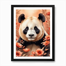 Panda Bear In Flowers Art Print