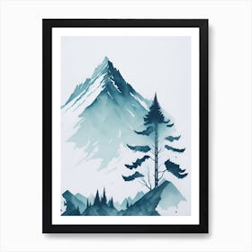 Mountain And Forest In Minimalist Watercolor Vertical Composition 142 Art Print