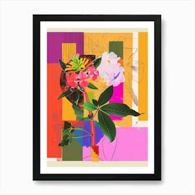 Lantana 1 Neon Flower Collage Art Print