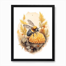 California Bumble Bee Beehive Watercolour Illustration 2 Art Print