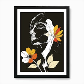 Portrait Of A Woman With Flowers 1 Art Print