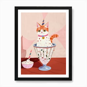 Cat And Sundae 3 Art Print