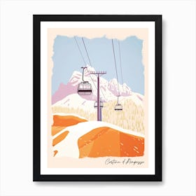 Poster Of Cortina D Ampezzo   Italy, Ski Resort Pastel Colours Illustration 0 Art Print
