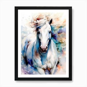 White Horse animal Art Print