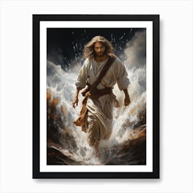 Jesus walking on the water Art Print
