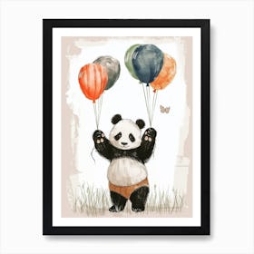Giant Panda Holding Balloons Storybook Illustration 1 Art Print