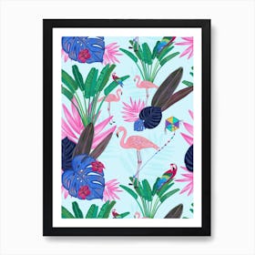 Flamingo With Kite Art Print