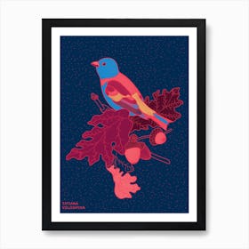 Acorn Branch And Bird Art Print