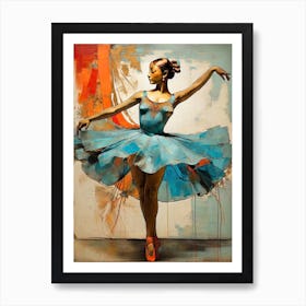 Balerina In Turquoise Red Orange Art Print