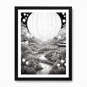 Chinese Lantern Festival Black And White 2 Affiche