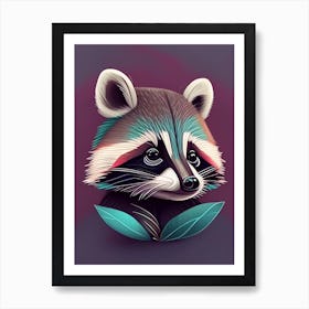 Aqua Cozumel Raccoon Digital Art Print
