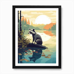 Raccoon Lakeside 3 Art Print