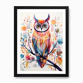 Bird Painting Collage Owl 3 Art Print