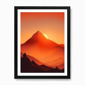 Misty Mountains Vertical Composition In Orange Tone 165 Art Print