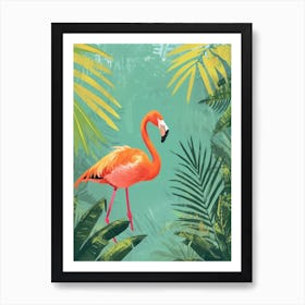 Greater Flamingo Yucatan Peninsula Mexico Tropical Illustration 4 Art Print