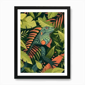 Green Galápagos Land Iguana Abstract Modern Illustration 7 Art Print