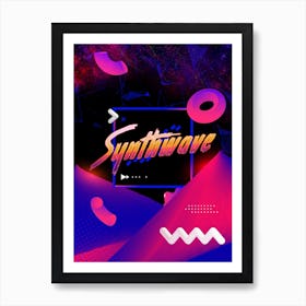 Neon synthwave horizon #2 [synthwave/vaporwave/cyberpunk] — aesthetic retrowave neon poster Art Print