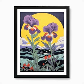 Ayame Japanese Iris 1 Vintage Botanical Woodblock Art Print