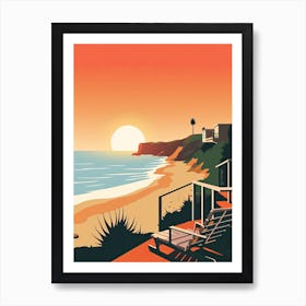 Malibu Beach California, Usa, Bold Outlines 3 Art Print