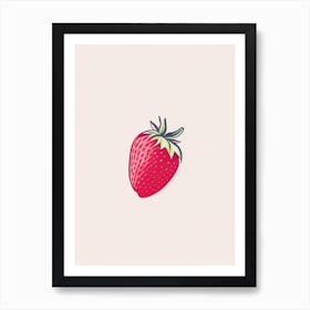 A Single Strawberry, Fruit, Minimal Line Drawing 1 Art Print