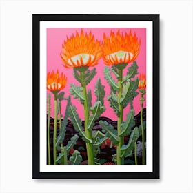 Mexican Style Cactus Illustration Turks Head Cactus 3 Art Print