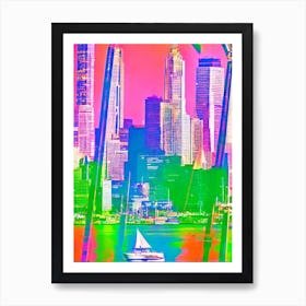 Port Of Melbourne Australia Retro Risograph Print 2 harbour Art Print