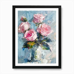 Pink Roses In A Vase 4 Art Print