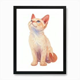 Devon Rex Cat Clipart Illustration 2 Art Print