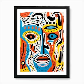 Colourful Gouache Inspired Face 3 Art Print