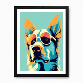 Dog In Sunglasses Canvas Print, colorful dog illustration, dog portrait, animal illustration, digital art, pet art, dog artwork, dog drawing, dog painting, dog wallpaper, dog background, dog lover gift, dog décor, dog poster, dog print, pet, dog, vector art, dog art Art Print