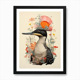 Bird With A Flower Crown Loon 1 Art Print