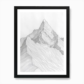 Annapurna Nepal Line Drawing 3 Art Print