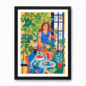 Woman In The Garden Art Print