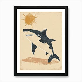 Shark & The Sun Muted Pastel Minimalist Art Print