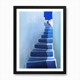 Blue Stairs Santorini Art Print