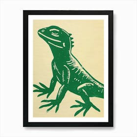 Forest Green Anoles Lizard Bold Block Colour 2 Art Print