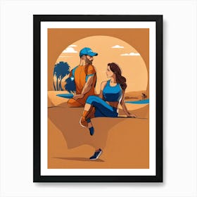 Man And Woman In The Desert Art Print