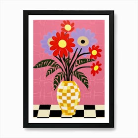 Wild Flowers Dark Tones In Vase 2 Art Print