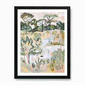 Frogs Pastels Jungle Illustration 3 Art Print