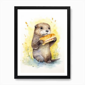 Otter Eating A Sandwich Art Print