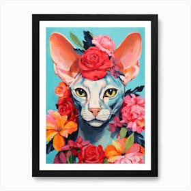 Sphynx Cat With A Flower Crown Painting Matisse Style 4 Art Print