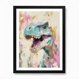 Rawrsome Dinosaur Lilac Portrait Art Print