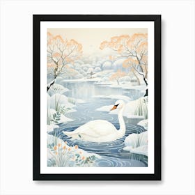 Winter Bird Painting Swan 2 Art Print