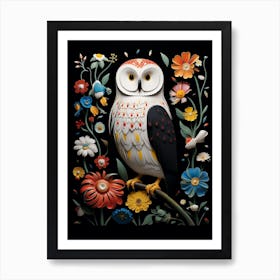 Folk Bird Illustration Snowy Owl 3 Art Print