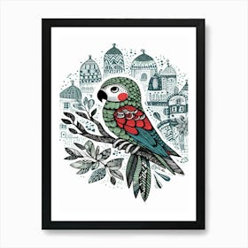 Pippin Parrot On A Branch Art Print