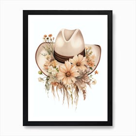 Cowgirl Hat With Flowers 2 Art Print