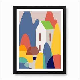 Cottage In Rainbow Island Art Print