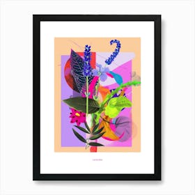 Lavender 3 Neon Flower Collage Poster Art Print