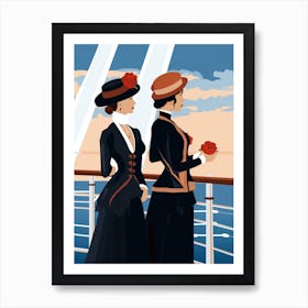 Titanic Ladies Minimalist Art Deco Illustration 3 Art Print