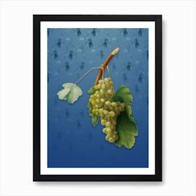 Vintage Grape Vine Botanical on Bahama Blue Pattern n.2207 Art Print